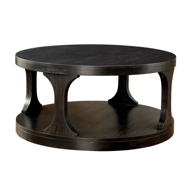 Sande Farmhouse Round Wood Coffee Table Antique Black - HOMES: Inside + Out, 1 of 8