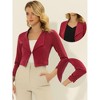 INSPIRE CHIC Women's Regular Fit Notched Lapel Ruched Sleeve Business Crop Blazer - 2 of 4
