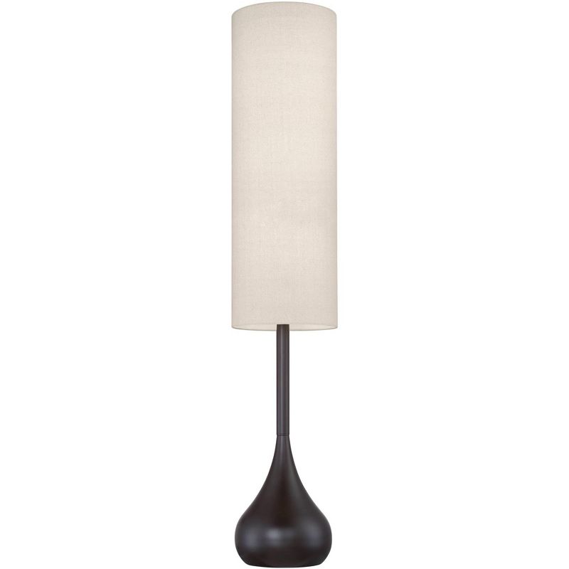 Possini Euro Design Moderne Mid Century Modern 62" Tall Droplet Floor Lamp with Smart Socket Bronze Beige Cylinder Shade for Living Room, 5 of 7