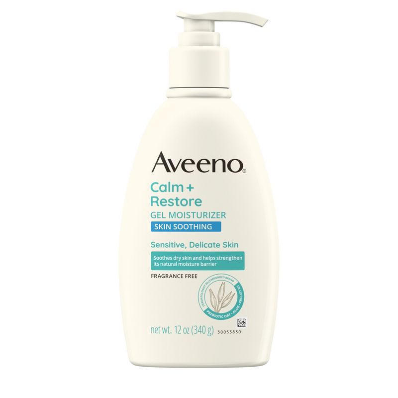 Aveeno Calm + Restore Gel Body Moisturizer Sensitive and Delicate Skin - Fragrance Free - 12oz, 1 of 11