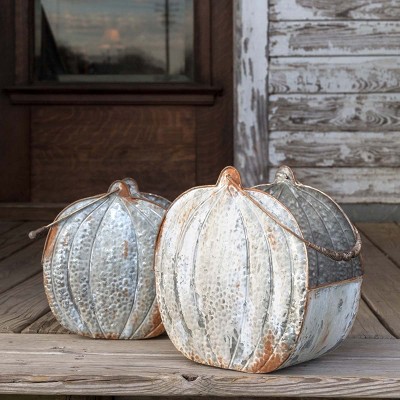 Park Hill Collection Embossed Tin Short Pumpkin Buckets