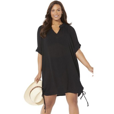 Swimsuits For All Women's Plus Size Cover Up Crop Top - 10/12, Black :  Target