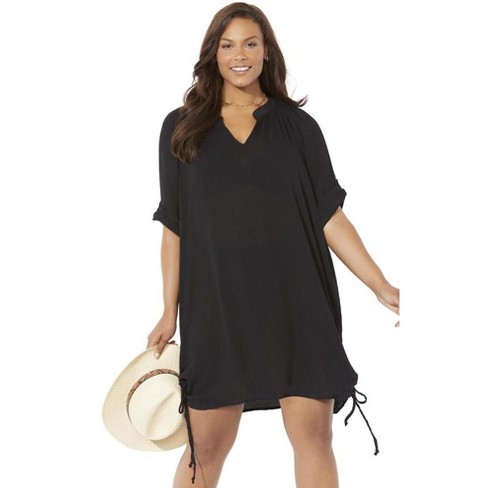 Swimsuits for All Women's Plus Size Abigail Cover Up Tunic - 14/16, Black