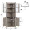 67 Inch Tall Corner Storage Cabinet with Lights, Wooden Farmhouse Corner Hutch Display Cabinet with Glass Doors, for Kitchen, Living Room, Bathroom - 2 of 4