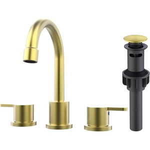 Gulches Brushed Gold 2 Handle 8-Inch Widespread Bathroom Sink Faucet - 3 Hole Design with 360° Swivel Spout - 1 of 4