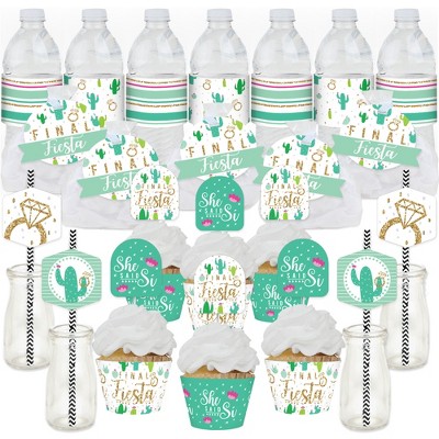 Big Dot of Happiness Final Fiesta - Last Fiesta Bachelorette Party Favors and Cupcake Kit - Fabulous Favor Party Pack - 100 Pieces