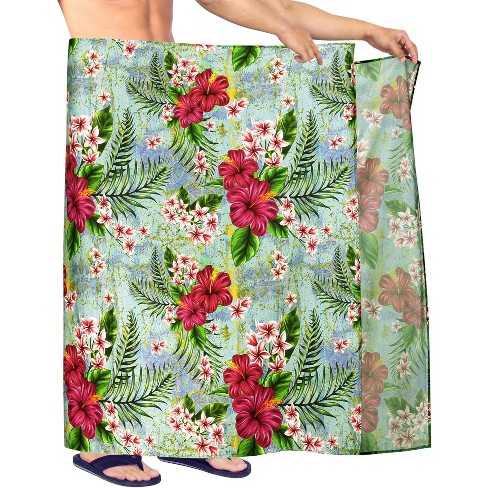 HAPPY BAY Men's Beach Sarong Wrap - Floral Swim Trunk Cover-Up, One Size, Lime Green 2 thumbnail image