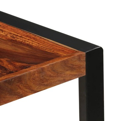 Retro Sheesham Wood Dining Table 55"x28" with Steel Legs