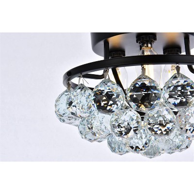 Corona 10" Matte Black and Crystal Flush Mount Light