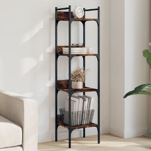vidaXL Bookshelf 4-Tier Smoked Oak 13.8 in.x11.8 in.x54.5 in. Engineered Wood - 1 of 4