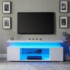 TV Stand with LED Lights, Entertainment Center with 2 Open & Side Compartments, Wide Desktop, Open Shelf, TV Console - 4 of 4