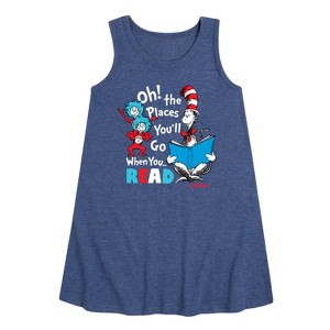 - Dr. Seuss - Oh Places Youll Go When You Read Graphic Sleeveless Aline Dress - 1 of 4
