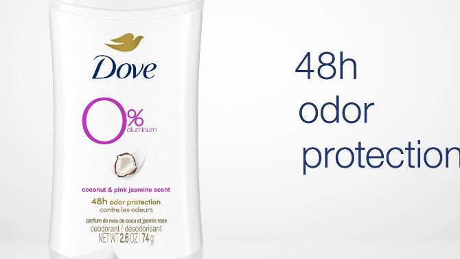 Dove Beauty 0% Aluminum Coconut &#38; Pink Jasmine Women&#39;s Deodorant Stick - 2.6oz, 2 of 12, play video