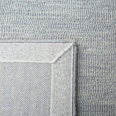 Grey and Blue Striped Wool 4' x 6' Handmade Tufted Rug
