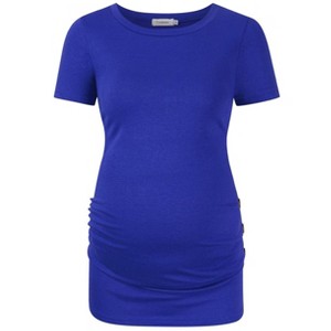 Clearlove Maternity Tunic Tops Maternity Shirt Side Button and Ruched Maternity Tunic Tops Maternity Short Sleeve T-Shirts - 1 of 4