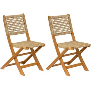 Nordlys set of 2 Wood and Rope Chairs Exotic Boho Outdoor - 1 of 4