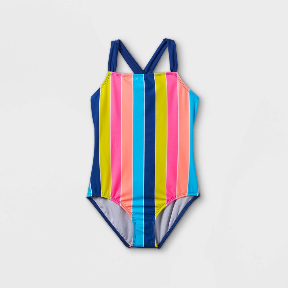 Size XL Plus Girls' Striped One Piece Swimsuit - Cat & Jack XL Plus, MultiColored