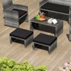 Tangkula 2 Pieces Patio PE Rattan Ottomans with Soft Zippered Cushions for Deck Frame - 3 of 4
