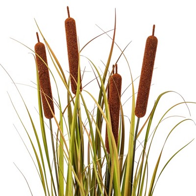 48" Green and Brown Artificial Grass Arrangement in Iron Pot