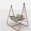 NAYSAYE Patio Swing Hammock Chair with Stand Wood-Colored Frame and Cushion for Indoor and Outdoor Use, Gold and Brown, 70"*60"*70" - 3 of 4