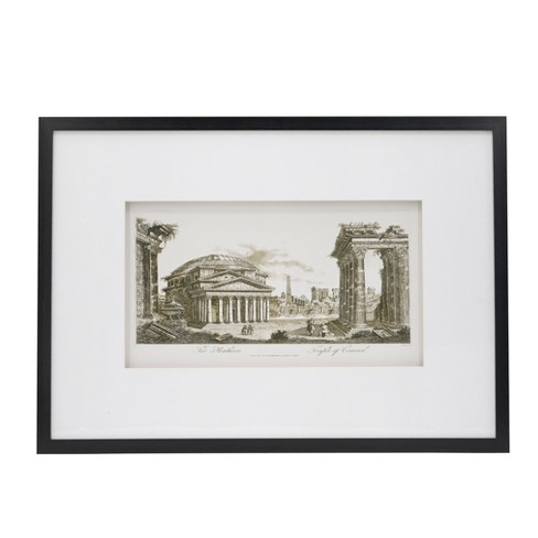 28"x20" Smithsonian The Pantheon Temple of Concord Architectural Framed Wall Art Beige/Black - A&B Home: Transitional Style, Mixed Media - image 1 of 4