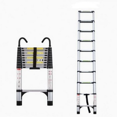 Syemin Ladders Telescoping Ladder Heavy Duty Aluminum with Non-Slip, Folding Portable Ladder with Hooks, Extension Ladder, Silver, 18.11"*2.6"*29.92"