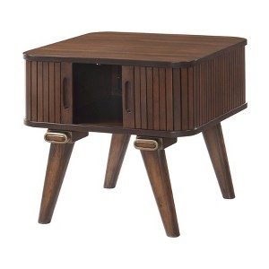 Vynxaria Storage End Table - Walnut Finish, 2 Tambour Doors & 1 Fixed Shelf, Walnut Veneer/Wood/Engineered Wood, Modern Living Room Furniture - 1 of 4