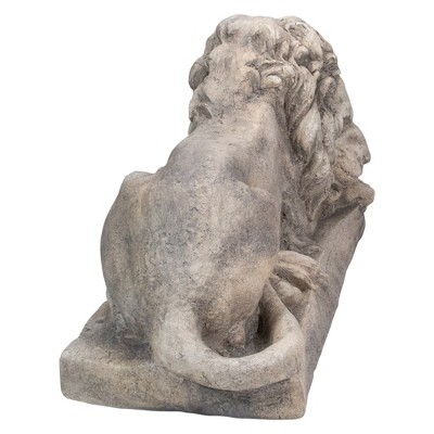 Gray Polyresin 22.5" Outdoor Lying Lion Garden Statue