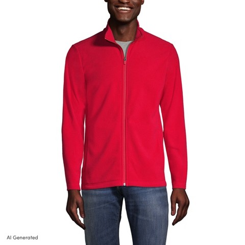 Lands' End Men's Thermacheck 100 Fleece Jacket - Large - Rich Red