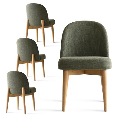 Upholstered Linen Dining Chairs with Solid Wood Legs, Modern Armless Fabric Chairs for Dining Room or Kitchen Table-Maison Boucle