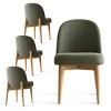 Upholstered Linen Dining Chairs with Solid Wood Legs, Modern Armless Fabric Chairs for Dining Room or Kitchen Table-Maison Boucle - 2 of 4