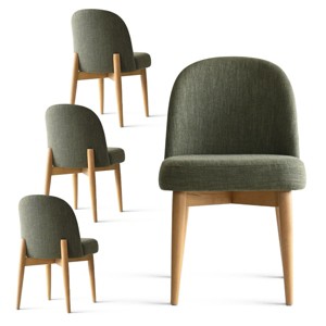 Upholstered Linen Dining Chairs with Solid Wood Legs, Modern Armless Fabric Chairs for Dining Room or Kitchen Table-Maison Boucle - 1 of 4