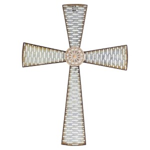 Dicksons Dashed Weathered White 22 inch Metal Hanging Wall Cross - 1 of 2