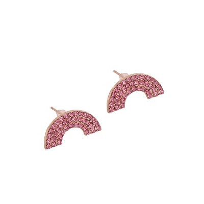 SOHI Women's Pink Semi Stud Earrings