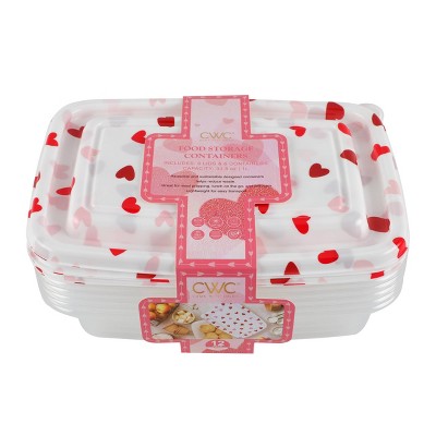 Cook With Color 6pc Scattered Hearts Rectangle Food Storage Container