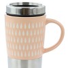 Mr. Coffee Travertine 16 Ounce Stoneware and Stainless Steel Travel Mug With Lid in Light Pink - 3 of 4
