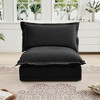 Vynxaria Modern Armless Sofa Black Chenille, Removable Covers, High-Density Foam (No Springs), Sturdy Wood Frame (300lbs/Seat) - 3 of 4