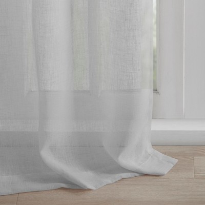 Gray Tab Top Sheer Faux Linen Window Panel