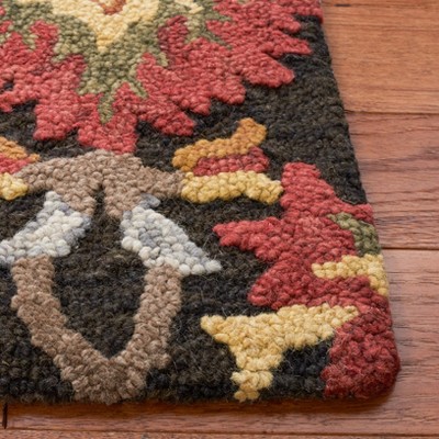 Handmade Charcoal Blossom Tufted Wool Rug 6' x 9'