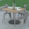 Emma and Oliver Indoor/Outdoor Dining Table with Umbrella Hole, 36" Square All Weather Poly Resin Top and Steel Base - 3 of 4