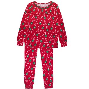 RuffleButts SoftSnooze Girls Holiday Ruffle Long Sleeve Pajama Set - 1 of 2