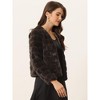 Allegra K Women's Winter Warm Cropped Collarless Faux Fur Fluffy Jacket - 3 of 4