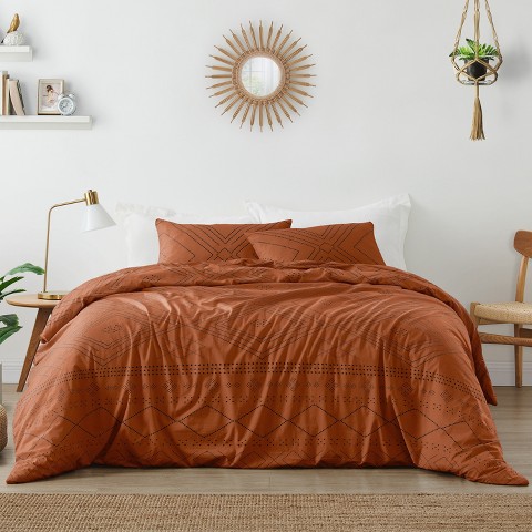 Sweet Jojo Designs Full/Queen Comforter Bedding Set Geometric Boho Dot Orange Black 3pc