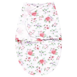 Hudson Baby Infant Girl Plush Faux Fur Swaddle Wrap, Vintage Floral, 0-3 Months - 1 of 2