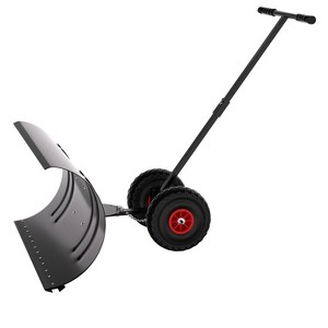 Heavy-Duty Snow Shovel with Wheels, 5-Position Adjustable Blade & Handle, 29/36 Inch Galvanized Steel Snow Pusher for Driveway and Yard - 1 of 4