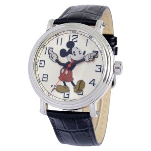 Men's Disney Mickey Mouse Strap Watch - Black - 1 of 4
