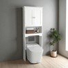 Mshliw Over The Toilet Storage Cabinet with Adjustable Shelf, Bathroom Space Saver Organizer with Beadboard Paneling and Silver Knobs, White MDF - 3 of 4