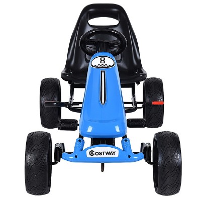 Blue Pedal Powered Kids Go Kart with Adjustable Seat