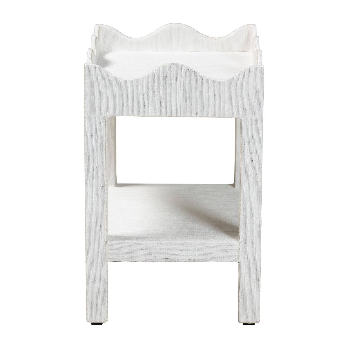 bali & pari Sebastian Grasscloth Scalloped End Table White - thumbnail 3