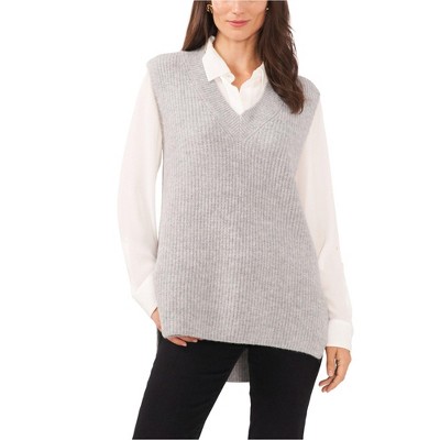 Vince Camuto Womens Shaker High Low Hem Sweater Vest